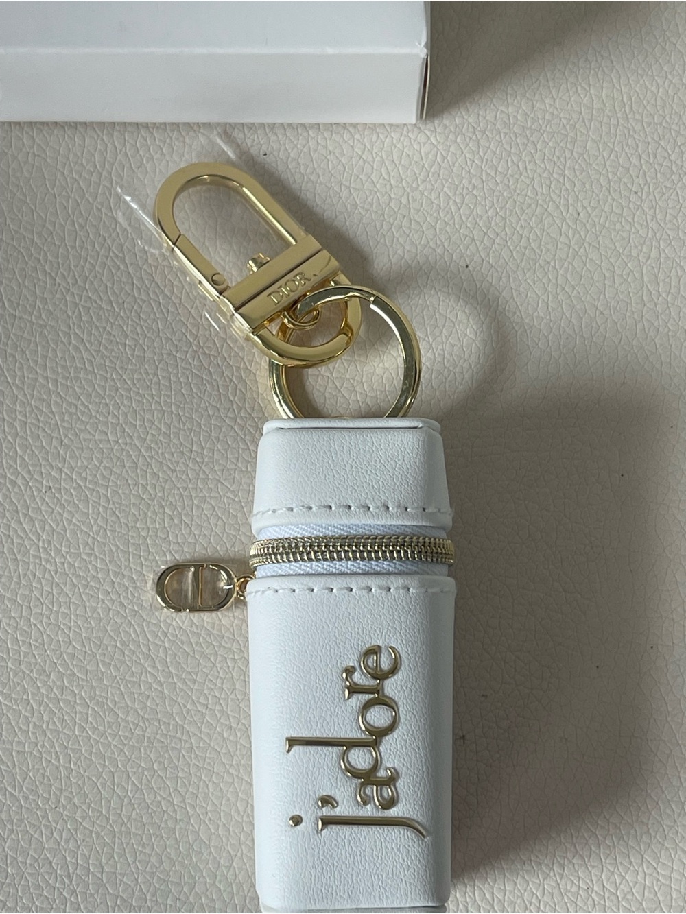 Dior White J'adore Leather Key & Card Holder with Gold Hardware - Picture 6 of 6